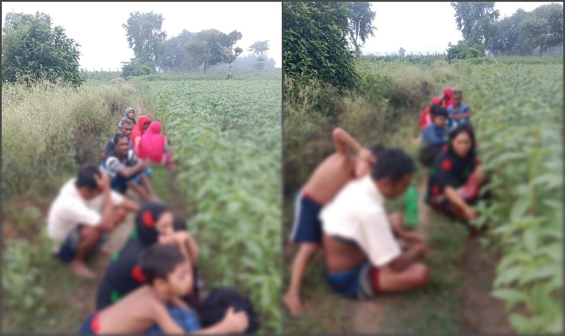 শূন্যরেখার কাছে খেতের আইলে কাঁদছেন নারীরা, শিশুরা ক্ষুধার্ত