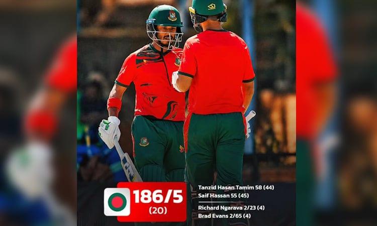 Tanzid, Saif fifty powers Bangladesh to 186-5 | Sports
