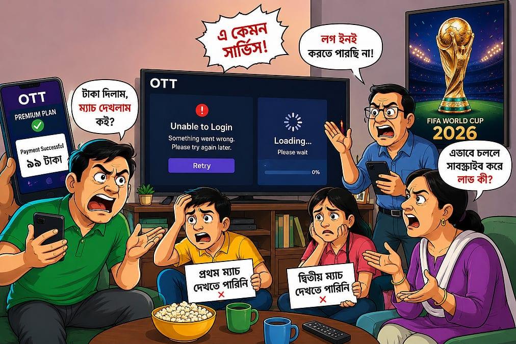 টাকা দিয়েও কেন ওটিটি প্ল্যাটফর্মে বিশ্বকাপের খেলা দেখতে পারছেন না গ্রাহকেরা