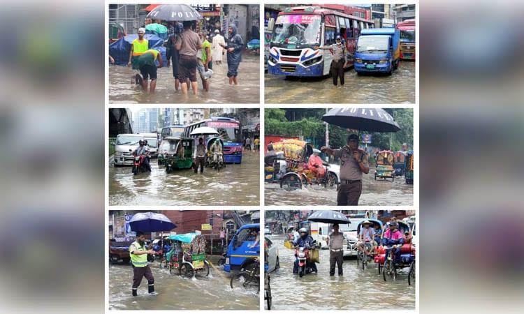 Traffic police struggle to regulate traffic movement in deluged Dhaka | News