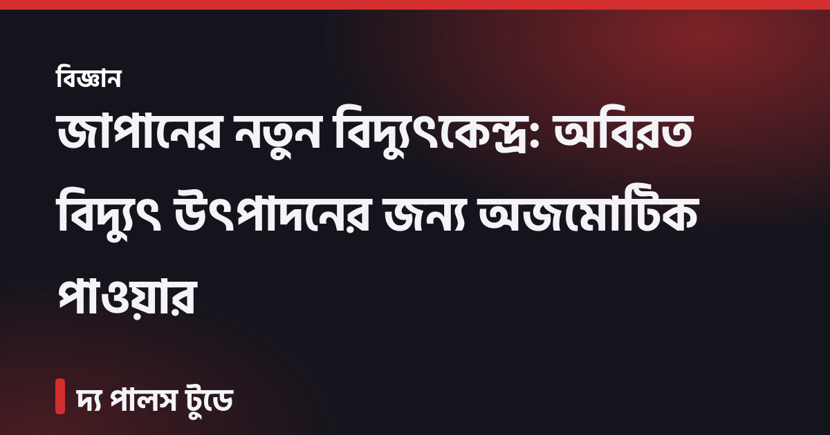 জাপানের নতুন বিদ্যুৎকেন্দ্র: অবিরত বিদ্যুৎ উৎপাদনের জন্য অজমোটিক পাওয়ার